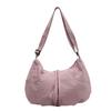 Bolsa de tecido casual simples estilo japonês, grande capacidade, cor sólida, leve, transversal, elegante, plissada, estilo coreano, bolsa de ombro