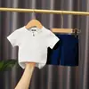 Conjunto de Shorts de Manga Corta de Algodón y Lino de Verano para Niños, Bebé, Color Puro, Doble Capa de Gasa de Algodón, Estilo Chino, Traje Holgado de Dos Piezas