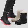 (Ecológico) Botas de Lluvia de Moda Transfronterizas para Hombre, Suela Suave para Parejas al Aire Libre, Zapatos Impermeables Versátiles, Talla Grande Antideslizantes de Goma para Cocina