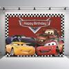 Fundo de Festa de Aniversário Tema Bandeira Quadriculada Corrida Transfronteiriça Decoração de Banner de Parede Polyester Celebração de Carro