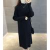Vestido Suéter de Gola Alta Cruzada com Torção para Usar por Baixo Estilo Simples Casual Japonês e Coreano Outono e Inverno Cor Sólida Vestido de Tricô para Usar por Baixo