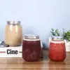Fábrica em estoque garrafa plástica para milk tea PET transparente garrafa gorda em forma de U garrafa descartável para suco fresco