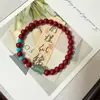 [Yougu] Nova Pulseira de Contas Imitação de Cabaça de Cinábrio Estilo Chinoiserie Design de Nicho Moda Retrô Simples Pulseira para Melhor Amiga