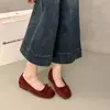 Zapatos Planos Rojos Retro de Gamuza con Aumento Interior para Mujer 2025 Nuevo Verano Plateados Zapatos de Ballet Franceses para Fiesta