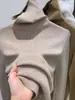 Popular Suéter de Gola Alta Outono e Inverno para Mulheres 2025 Novo Slim-Fit Malha Interna Suéter Macio de Gola Alta Preto