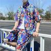 Camisa Havaiana de Flores Roupa de Praia Masculina Verão Fina Viagem a Sanya Casais Férias na Beira-Mar Roupa de Viagem