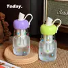 Taza de agua muy atractiva con forma de manzana, taza creativa de vidrio de borosilicato resistente a altas temperaturas, portátil y a prueba de fugas, adecuada para preparar té, un regalo para niñas