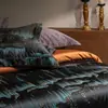 Juego de Ropa de Cama Atmosférico Xinghe, Juego de Cuatro Piezas 100% Algodón de Fibra Larga, Funda Nórdica de Jacquard de Algodón Puro de Alta Gama, Sábana Plana, Sábana Bajera de Lujo Ligero