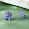 Pendientes de flor de acetato tridimensionales pequeños, frescos y lindos, exquisitos, pequeños, translúcidos, para uso diario, combinan con todo