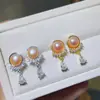 Brincos de Zircônia Brilhante Exquisita Pérola com Pino de Prata S925 Brincos de Tarraxa Femininos Hepburn Fada Exquisita Gotas d'Água Brincos Frescos
