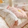 Conjunto de cuatro piezas de algodón lavado de grado materno e infantil de clase A, funda de edredón de hilo de doble capa, sábana para dormitorio, conjunto de tres piezas, ropa de cama para el hogar, funda de cama 4