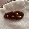 Atmosfera de Outono e Inverno Grampo de Cabelo Cor de Café Pelúcia Coração Grampo de Cabelo Korean Retro Peludo Grampo BB Elegante Grampo para Franja Acessórios de Cabelo Moda