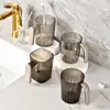 Copo de Lavar Transparente Simples Nórdico Doméstico Casal Isolado Térmico Copo de Enxaguante Bucal Portátil com Alça Copo Anti-queda para Escova Atacado