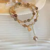 Pulsera de Corazón de Cristal de Colores y Mariposa, Pulsera Exquisita de Lujo Ligero de Nicho de Alta Gama, Joyería de Moda Versátil y Elegante para Mujeres