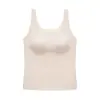 Roupa íntima de colete quente para mulheres Outono Inverno Aquecimento com almofadas no peito Sem costura Emagrecimento Confortável Amigo da pele Camada interna Camada base Camiseta