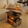 Carro Móvil con Ruedas de Madera Maciza para Apartamentos Pequeños, Mesa de Centro de Altura Ajustable para Uso Doméstico, Gabinete Lateral Giratorio para Sofá de Sala de Estar, Venta de Liquidación