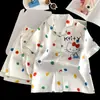 Pijamas de Seda de Hielo para Niños, Estilo Delgado de Verano, Lindo Conjunto de Manga Corta con Dibujos Animados para Niñas, Adecuado para Niñas Mayores, Ropa para el Hogar con Aire Acondicionado