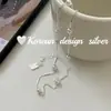 Cadena Minimalista Estilo Coreano Diseño Estilo Ins Joyería de Plata Plata de Ley S925 Collar de Lentejuelas Brillantes con Perlas Versátil y de Alta Gama