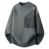 Tricô com Costura Desenhada Masculino Outono e Inverno de Alta Qualidade Pesado Gola Redonda Tricô Camisa Básica Casual Masculina de Manga Longa
