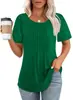 Camiseta de Manga Corta Lisa de Color Sólido con Cuello Redondo y Pliegues Sueltos para Mujer, Camiseta Básica, Superventas en el Sitio Independiente de Amazon, Verano 2026