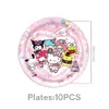 Decoraciones para Fiesta de Cumpleaños Temática de Sanrio Vajilla Platos de Papel Servilletas Mantel de Hello Kitty Set de Suministros