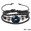 Pulseira nova das 12 constelações europeia e americana masculina versão coreana pulseira trançada de corda de couro retrô feminina pulseira de mão estudantil moderna presente