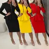 Comércio Exterior Transfronteiriço Europeu e Americano Amazon Plus Size Roupas Femininas Novas Cor Sólida Manga Longa Zíper Madura Leve Profissional Conjunto de Saia Feminina