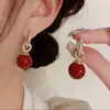 Pendientes Explosivos de Perla Roja para Mujer, Moda de Celebridad de Internet, Lujo Accesible, Pendientes Elegantes y de Alta Gama con Pendientes de Circonita