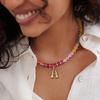 Collar con colgante de letra de 14 quilates para mujer, joya de piedras preciosas de colores, joyería de playa de verano, gran oferta en Amazon