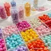 Acessórios para Joias com Contas Redondas Coloridas de 6mm com Múltiplos Furos Retos Cor Sólida Não Desbota DIY Mini Contas Pequenas Corrente para Celular