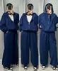 Traje Deportivo Casual Transfronterizo Kz Otoño Estudiante Holgado Moda Elegante Ajustado Sudadera con Capucha y Pantalones Deportivos Conjunto de Dos Piezas