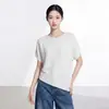 Camiseta Miyake para Mujer 2026 Estilo Nuevo Cuello Redondo Holgada Dobladillo Irregular Ropa para Mujer Que Cubre el Cuerpo y Te Hace Ver Más Delgada Sencillo Top de Manga Corta