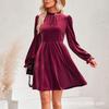 Vestido de Terciopelo de Manga Larga Estilo Francés con Volantes, Estilo Lolita, Vestido de Moda Ajustado con Cintura Marcada