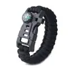Pulsera de cuerda con paraguas tejida a mano multifuncional para acampar, brújula impermeable de pedernal, pulsera de cuerda con paraguas, punto de emergencia