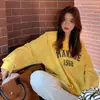 Sudadera con estampado de letras estilo universitario coreano para primavera y otoño 2026, holgada, talla grande, cuello redondo, top de manga larga para mujer, moderno