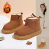 Botas de Nieve para Niños Niñas 2025 Invierno Nuevos Zapatos de Algodón Forrados de Felpa Suela Gruesa Zapatos Pan Calientes Niños Capibara