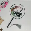 Leque Redondo Bordado de Suzhou, Bordado Dupla Face, Tema Panda de Chengdu, Leque de Dança Estilo Antigo, Leque para Foto, Venda Direta de Fábrica