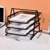 Estante de metal de malla de hierro multicapa para archivos de escritorio extraíble multicapa simple bandeja para archivos portadocumentos sujetalibros oficina