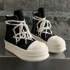 2025 Nova Moda Europeia e Americana Botas Curtas Cano Alto Lona Respirável Preto e Branco Personalidade Grosso Grosso Aumento de Altura Sapatos Masculinos Tendência