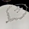 Aretes Colgantes Collar de Girasol de Diamante Multicapa Cadena de Clavícula de Nicho de Lujo Ligero Joyería Elegante de Moda para Mujer Gama Alta