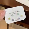 Conjunto de Brincos Coloridos de Flor Frescos e Compactos para Mulheres, Agulha de Prata Esmaltada em Formato de Coração Doce, Dopamina, Estudante, Brincos de Outono e Inverno