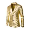 Comércio Exterior Novo Tecido Brilhante com Hot Stamping para Roupa de Performance, Jaqueta Moderna e Cool, Terno Pequeno Masculino de Fileira Única com Dois Botões Zt-X60