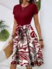 En stock moda femenina transfronteriza primavera-verano vestido con estampado floral de moda más vendido estilo exótico de vacaciones vestido elegante para mujer