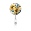 Crachá de identificação do fabricante com tema floral e clipe retrátil, revestimento plástico de fácil fixação, adequado para crachás temáticos florais e de animais para uso transfronteiriço
