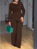 Otoño 2025 Elegante Ajuste Delgado Plisado Color Sólido Moda Conjunto de Dos Piezas Estilo Europeo y Americano Modelo Nuevo Transfronterizo de Amazon