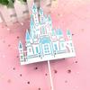 10 Conjuntos de Toppers para Bolo de Aniversário Castelo Rosa Azul Moinho de Vento Balão de Ar Quente Nuvem Placa com Escrita Toppers para Confeitaria Infantil
