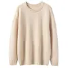 Suéter de Cachemira Grueso de Doble Capa con Cuello Redondo, Nuevo para Otoño e Invierno, Jersey de Punto Holgado Estilo Perezoso de Manga Larga para Mujer, Capa Base