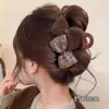 Lindo pasador de pinza de peluche grande para la nuca, nuevo pasador de tiburón para otoño e invierno 2026, elegante pasador de oso para recogidos