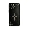 Modelos de Marca de Moda para Hombres y Mujeres Adecuados para Funda de Teléfono Móvil Apple 11/12/13 Promax Apple 16Pro Corazón de Cuero Estéreo