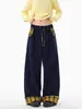 Pantalones de Chándal a Cuadros con Bloques de Color Retro Americano para Mujer y Hombre, Estilo Bf Primavera 2026, Caída Relajada, Pantalones Casuales de Pierna Ancha Adelgazantes